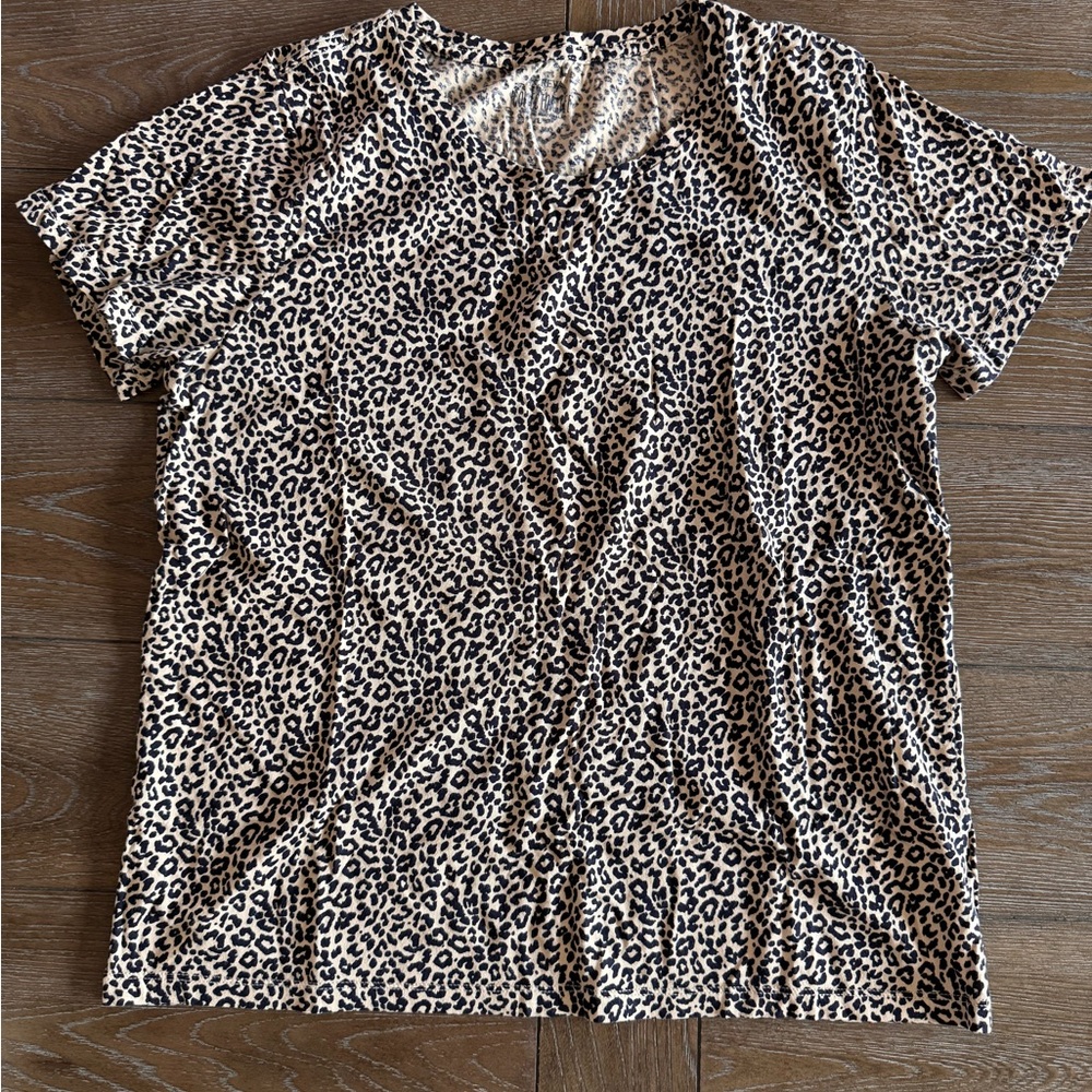 J. Crew Leopard Print Short Sleeve Top